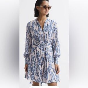 Reiss Cream Dress with Blue Floral Print